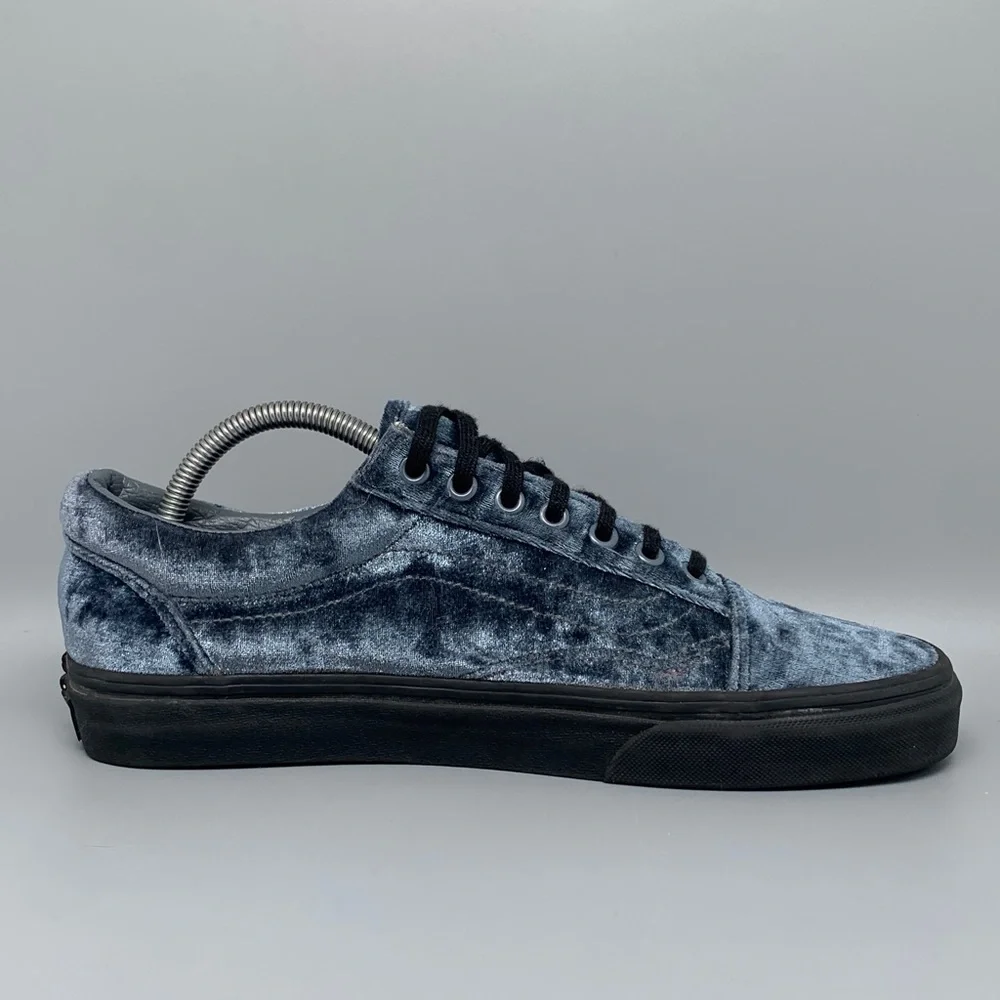 Vans Old Skool Crushed Velvet Navy Blue‎ Skate Shoes Men’s Sz 9.5 Women’s Sz 11